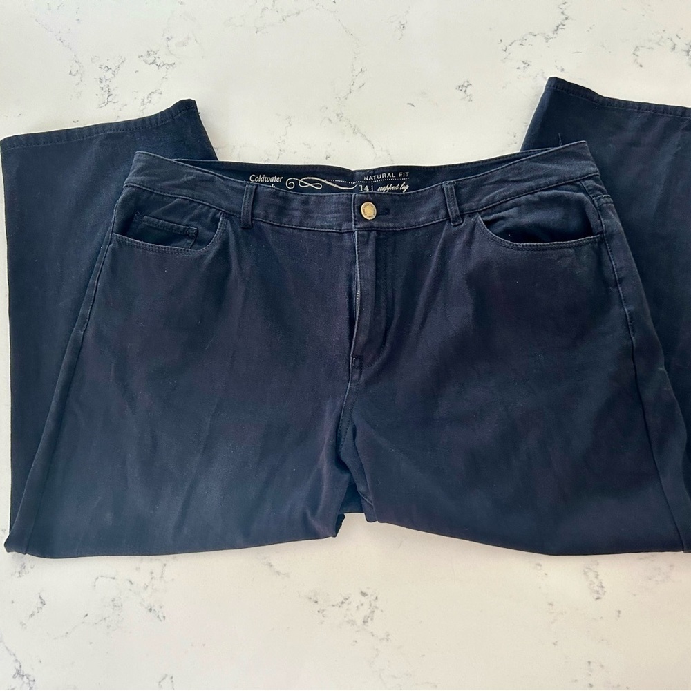 Coldwater Creek Natural Fit Pants Cropped Leg Plus Black